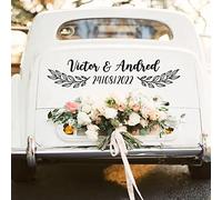 Autocollant Personnalisé Mariage Voiture,nom personnalisé décoration de Voiture de Mariage,Juste marié Autocollants Mariage Voiture,Autocollant Personnalisé (Color : J, Size : Size M)