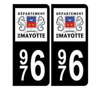 Autocollant Plaque d'immatriculation 976 Mayotte Noir Couleur