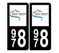 Autocollant Plaque d'immatriculation 978 Saint Martin Noir Couleur