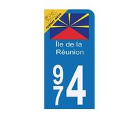 Autocollant Plaque d'immatriculation Moto 974 La Réunion DROM Version Bis