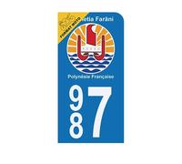 Autocollant Plaque d'immatriculation Moto 987 Polynésie Française Version Bis