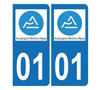 Autocollant Plaque d'immatriculation Voiture 01 Auvergne Rhône Alpes Bis