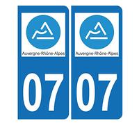 Autocollant Plaque d'immatriculation Voiture 07 Auvergne Rhône Alpes Bis