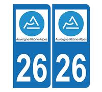 Autocollant Plaque d'immatriculation Voiture 26 Auvergne Rhône Alpes Bis