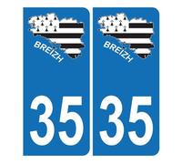 Autocollant Plaque d'immatriculation Voiture 35 Carte Bretagne