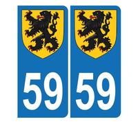Autocollant Plaque d'immatriculation Voiture 59 Blason des Flandres