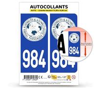 Autocollant Plaque Immatriculation 2 stickers département 984-H Terres Australes et Antarctiques - COM en version Fond Bleu : 11 x 4,6 cm (Grande Hauteur)