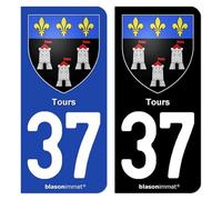 Autocollant Plaque immatriculation 37 Tours - Armoiries