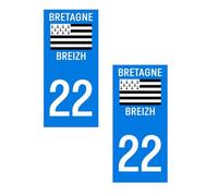 autocollant plaque immatriculation département 22 region BRETAGNE stickers departement cotes d'armor saint brieuc