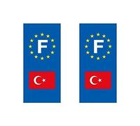 Autocollant plaque immatriculation drapeau turquie Auto