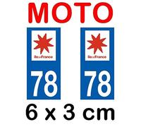 Autocollant plaque immatriculation moto dpt 78 Yvelines