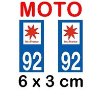 Autocollant Plaque immatriculation Moto dpt 92 Hauts de Seine
