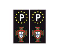 autocollant plaque immatriculation Portugal FPF F avec le P europe noir 2-3 - Angles : arrondis