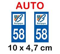 Autocollant plaque immatriculation voiture dpt 58 Nièvre