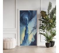 Autocollant Porte 3D 90x215cm Tornade Stickers de Porte Architecture Abstraite Sticker Mural Auto-adhésif Papier Peint Intérieure PVC Amovibles Imperméable pour Maison Décoration