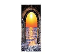 Autocollant Porte 3D Stickers De Porte Coucher de soleil sur la mer L100 x H200cm 3d Sticker Porte Pvc Imperméable Décoration Papier Peint Murale Pour Salon Cuisine Chambre Salle De Bain