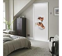 Autocollant Porte 3D Stickers De Porte Hommes et femmes de terreur Pvc Imperméable Trompe L'Œil Décoration Papier Peint Murale Pour Salon Cuisine Chambre Salle De Bain Decoration L77 x H200cm