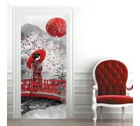 Autocollant Porte 3D Style japonais 63x205 cm - Sticker Porte en Soie Auto-Adhésif, Décoration Murale Intérieure pour Salon, Chambre, Bureau - Geisha Papier Peint Mural