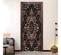 Autocollant Porte 73 x 205 cmMotif GéOméTrique RéTro Sticker Porte Auto-adhésif Vinyle Résistant à l’humidité Multicolore Convient Pour Décoration de Chambre Adulte et Enfant.