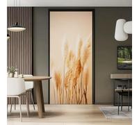 Autocollant Porte 77 x 200 cm Poster de Porte Stickers Muraux, Nature Plantes Herbe De La Pampa Photographie Beige - pour Décoration Mur Salon Cuisine Chambre Salle de Bain Papier