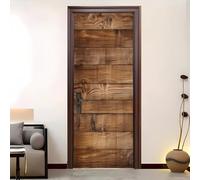 Autocollant Porte 83 x 205 cmTexture GéOméTrique Des Planches De Bois Sticker Porte Auto-adhésif Vinyle Résistant à l’humidité Brun Convient Pour Décoration de Chambre Adulte et Enfant.