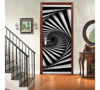 Autocollant Porte 83x204 cm escalier en colimaçon 3D Art Stickers de Porte PVC Imperméable Trompe L'Œil Papier Peint Murale pour Salon Cuisine Chambre Salle de Bain Decoration