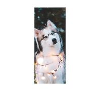 Autocollant Porte Affiche 3D Animaux chiens Sticker PVC Imperméable pour Décoration Mur Salon Cuisine Chambre Salle L100 x H215cm