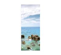 Autocollant Porte Affiche 3D Plage de sable mer Sticker Porte PVC Imperméable pour Décoration Mur Salon Cuisine Chambre Salle L90 x H200cm