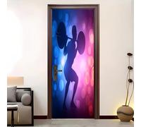 Autocollant Porte Auto-adhésif en PVC 77 x 200 cm ThèMes De Sport Et De Fitness Autocollant Porte Amovible Sans Résidus Imperméable Bleu-Violet Stickers Pour Chambre Cuisine Salon.