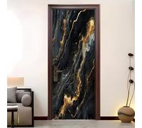 Autocollant Porte Auto-adhésif en PVC 83 x 205 cm Fluide Marbré Fantaisie Autocollant Porte Amovible Sans Résidus Imperméable Noir Stickers Pour Chambre Cuisine Salon.