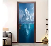 Autocollant Porte Auto-adhésif Stickers 73 x 205 cm Motif D'Iceberg GéAnt Vinyle étanche Autocollant Porte 3D Bleu Autocollants Pour Aalon Chambre Décoration