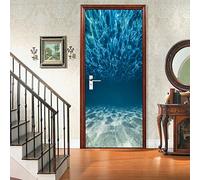 Autocollant Porte Océan bleu Stickers de Porte 90x200 cm PVC Auto-Adhésif Imperméable Trompe L'oeil Papier Peint Muraux pour Cuisine Chambre Salle de Bain Decor