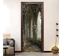 Autocollant Porte PVC Résistant à l'eau 73 x 205 cm Architecture De RêVe De Style EuropéEn Autocollant-Porte Auto-adhésif Amovible Stickers Porte De Couleur Claire S'applique à Décoration d'intérieur