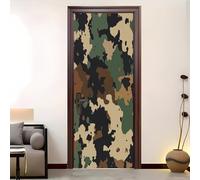 Autocollant Porte PVC Résistant à l'eau 77 x 200 cm Motif De Camouflage Militaire Autocollant-Porte Auto-adhésif Amovible Stickers Porte Anti-Rayure Vert S'applique à Décoration d'intérieur.