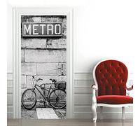 Autocollant Porte Vélo De Métro 77 X 200 Cm De Salle De Bain Poster De Porte Papier Peint Porte Sticker De Porte Trompe L'Oeil Effet 3D Intérieure Muraux Pvc Stickers Salle De Bain Cuisine Décoration