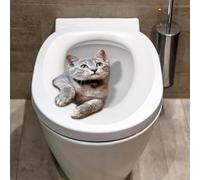 Autocollant pour abattant de WC - Motif chat mignon - Étanche - Amovible - Pour décoration de salle de bain, couvercle et réservoir - 30 cm