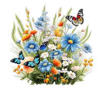 Autocollant pour abattant de WC - Papillon et fleur - Décoration de salle de bain - Autocollant de réfrigérateur