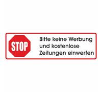 -Autocollant pour boîte aux lettres avec l'inscription « STOP Bitte keine Werbung und kostenlose Zeitungen einwerfen » - 70 x 20 mm - Blanc 1. normal