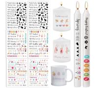 Autocollant pour Bougie de Pâques, 6 Pièces Tatouage de Bougie, Lapins, Papillons et œufs de Pâques, Dictons de Bougies, Tatouage de Bougie, Tatouages de Bougies de Pâques pour Bougies et Céramiques