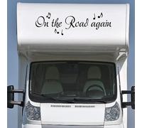 Autocollant pour camping-car avec inscription On The Road Again avec notes de musique - Environ 140 cm
