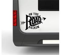 Autocollant pour camping-car et caravane « On The Road Again Typ2 » - Environ 25 cm de haut - Flèche rétro - Autocollant pour voiture