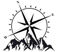 Autocollant pour camping-car extérieur pour camionnettes et camping-cars - Vinyle boussole et montagne (60 cm x 60 cm)