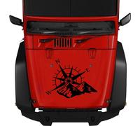 Autocollant pour capot de voiture Boussole Montagnes Large Camera Décalque Van Motorhome Wall Art Jaune Vinyle