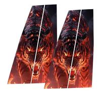 Autocollant pour colonne montante centrale pour voiture, montants pour portes et fenêtres extérieures | Décalques de porte de voiture - Loup noir englouti par les flammes Autocollants anti-rayures