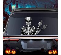 Autocollant pour essuie-glace arrière - Tête de mort agitant la main - Pour vitre arrière - Style gothique effrayant Se fixe à l'arrière de l'essuie-glace - Pour décoration de véhicules (style A)