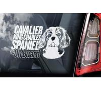 Autocollant pour fenêtre de voiture Cavalier King Charles Spaniel Dog on Board - Blanc - Inverse imprimé pour application intérieure - 175 x 100 mm