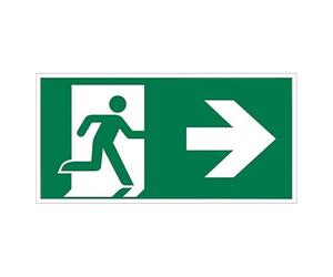 Autocollant pour luminaires d'urgence, flèche droite, 200 x 75 mm, signalisation d'évacuation et sécurité dans les espaces publics.
