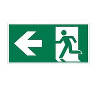 Autocollant pour luminaires d'urgence, flèche gauche, 200 x 75 mm, idéal pour la signalisation et l'emplacement dans les situations d'urgence.