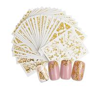 Autocollant Pour Ongles 20Sheets or 3D Nail Art Stickers Stickers creux Designs Designs Mixtes Design Adhésif Fleurs Conseils Décorations Accessoires de salon Stickers Pour Ongles Autocollant