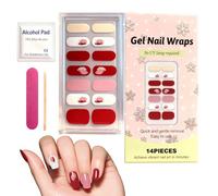 Autocollant pour Ongles en Gel - Décalcomanies Artistiques Résistants aux Écailles | Gel Semi-Durci Sans Lampe UV avec Lime et Bâtonnet - Manucure Maison Qualité Salon DIY Fêtes Noël pour